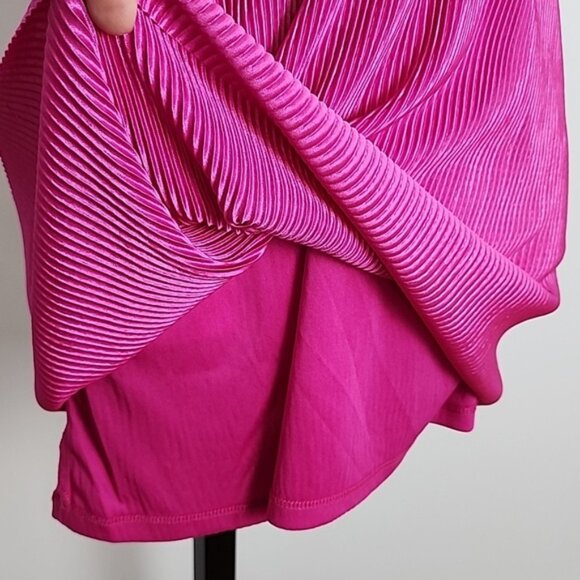 Sincerley Jules Women's Hot Pink Pleated Cross Over Halter Dress Lined Sz Medium - Picture 6 of 12